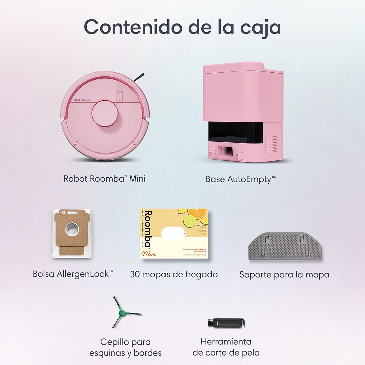 Robot aspirador Roomba® Mini con Base AutoEmpty™ con 90 días de autovaciado y 7.000 Pascales - Rosa Rosa-12
