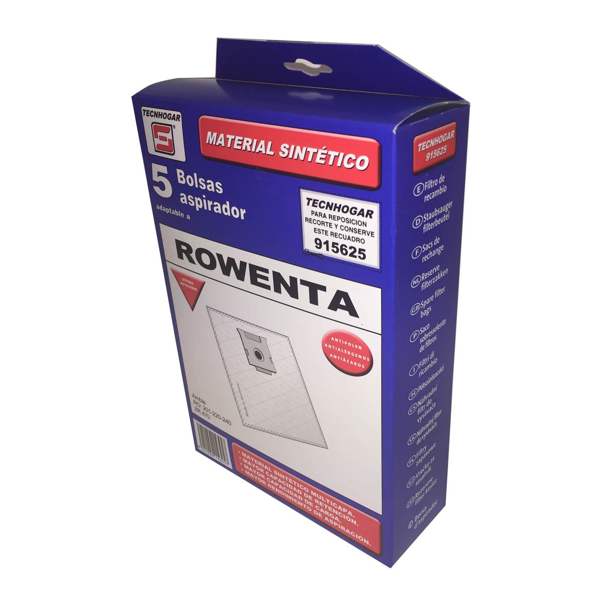 Pack de 5 bolsas de aspirador Tecnhogar adaptable Rowenta Ambia ZR470 2