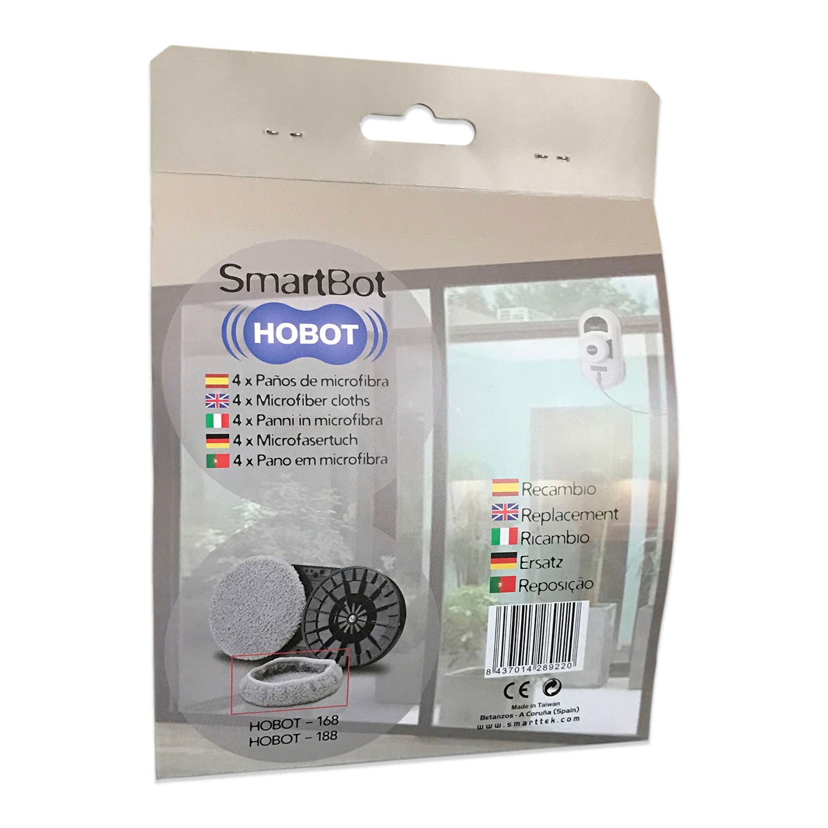 Pack de 4 paños de microfibra para robot limpia cristales Smarttek Hobot 188 2