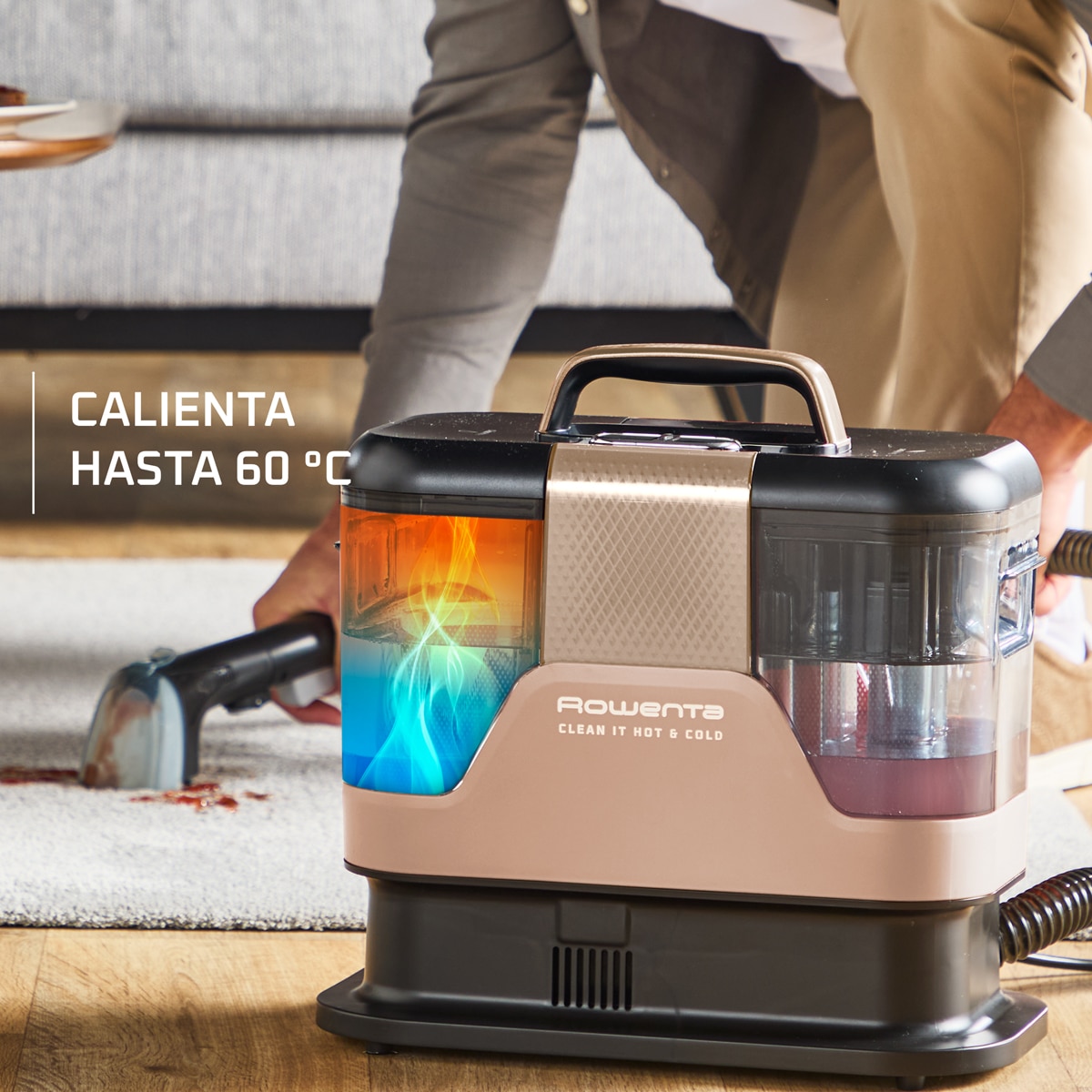 Aspirador Quitamanchas Rowenta Clean It Hot & Cold IN7021 pulveriza, friega y aspira Cobre-3