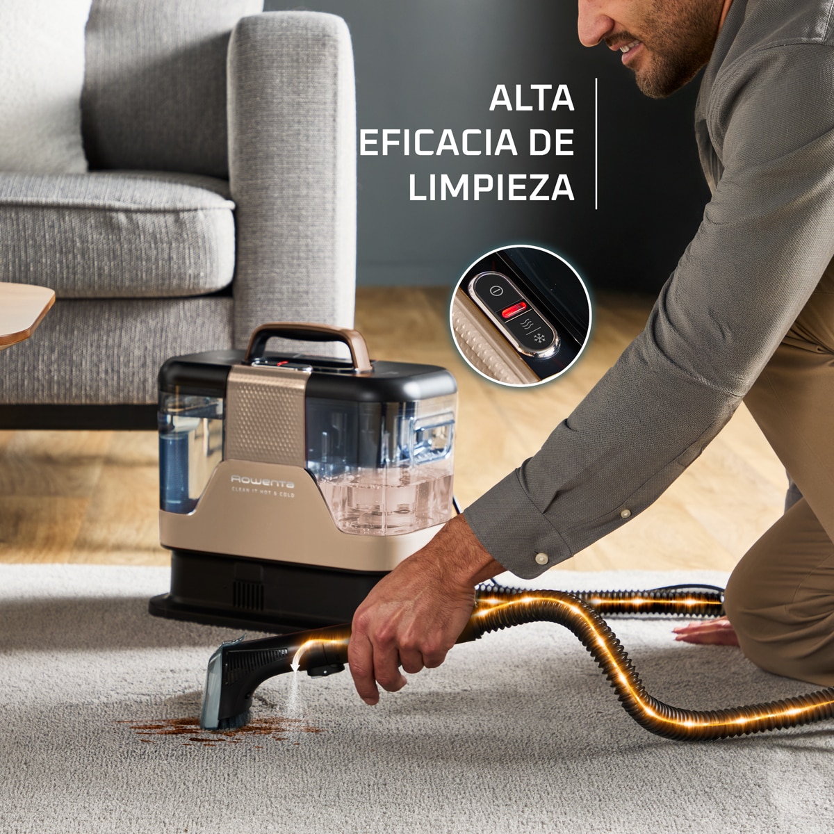 Aspirador Quitamanchas Rowenta Clean It Hot & Cold IN7021 pulveriza, friega y aspira Cobre-8