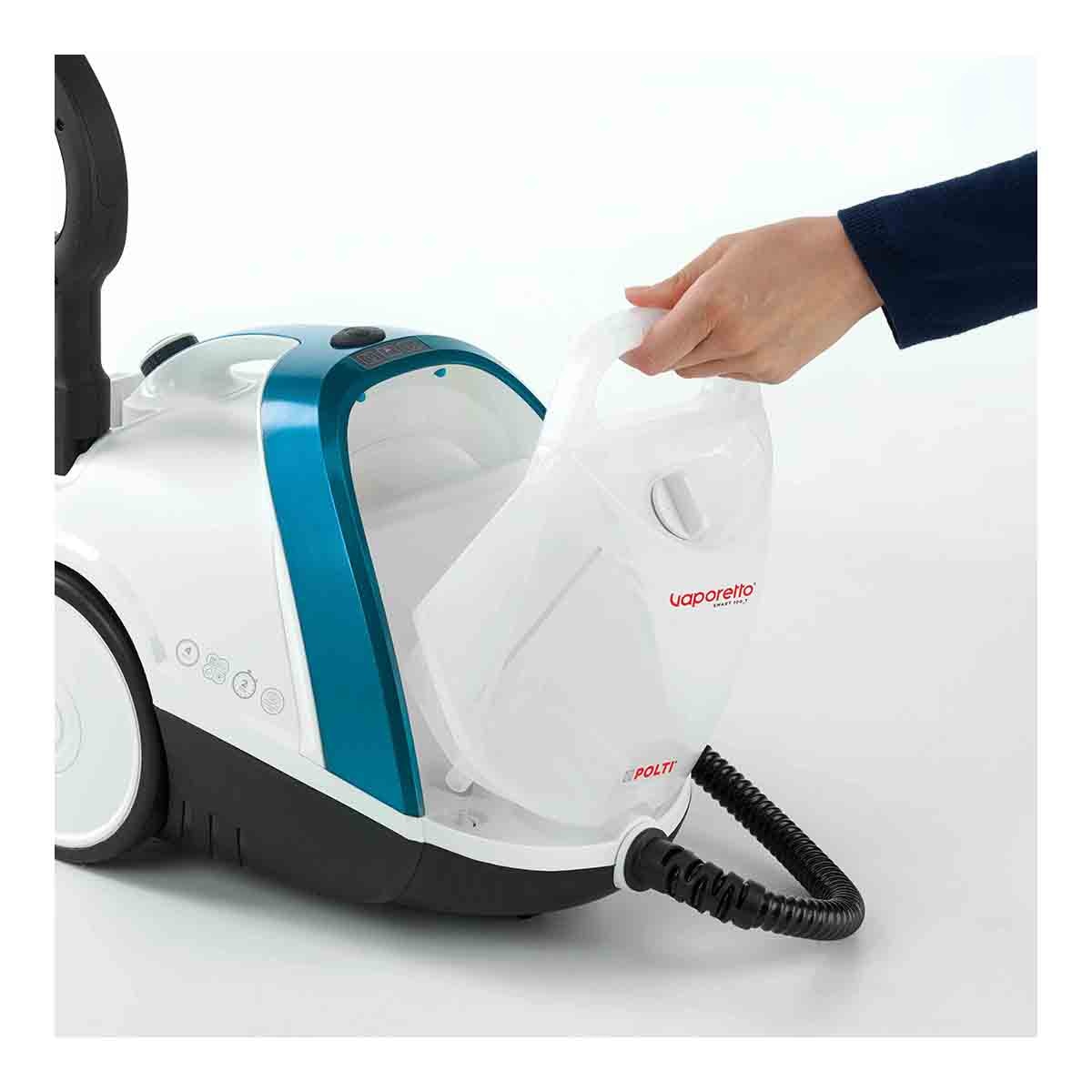 Vaporetto Polti Smart 100 B con cepillo Vaporforce, mata y elimina virus, gérmenes y bacterias Blanco / Azul-8