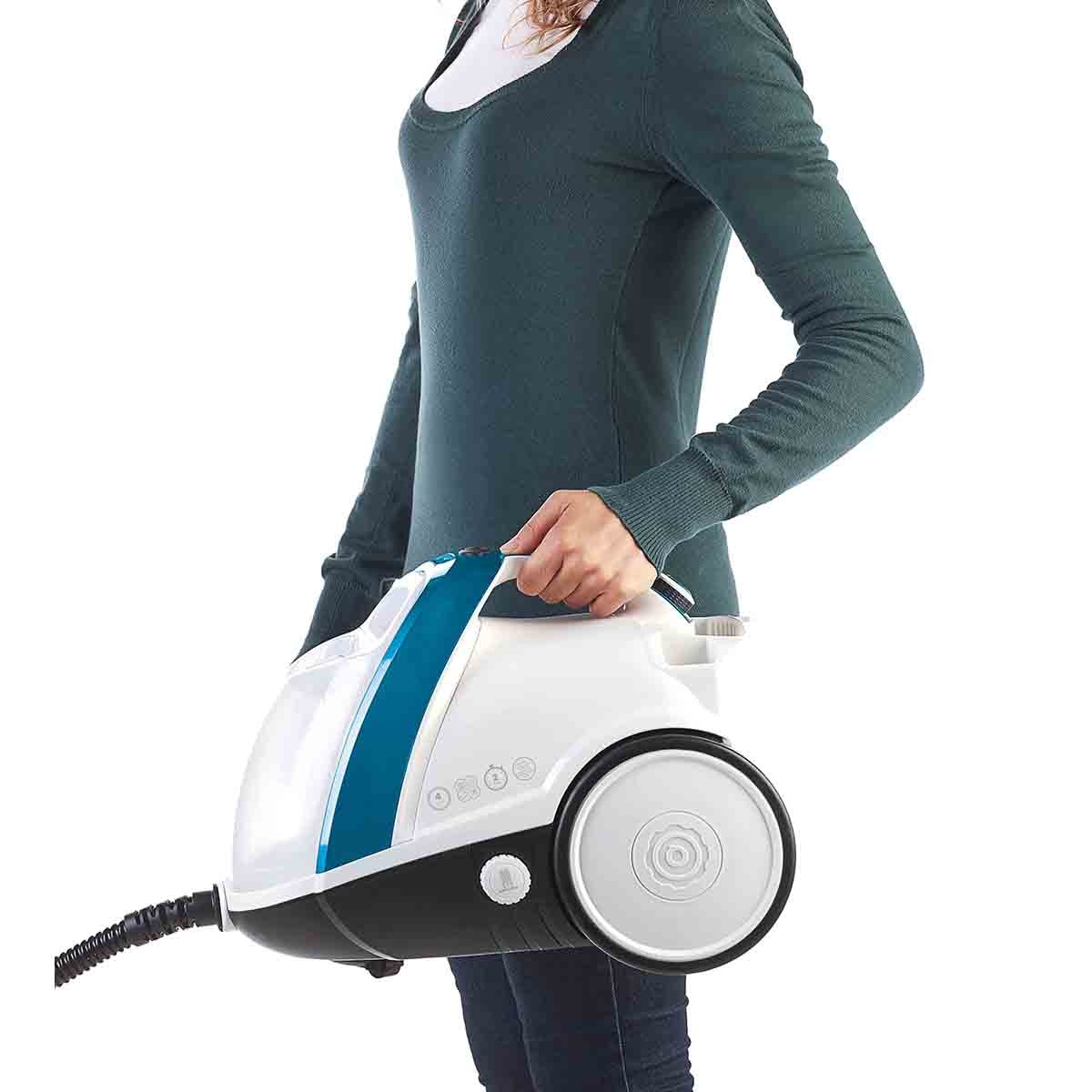 Vaporetto Polti Smart 100 B con cepillo Vaporforce, mata y elimina virus, gérmenes y bacterias Blanco / Azul-9