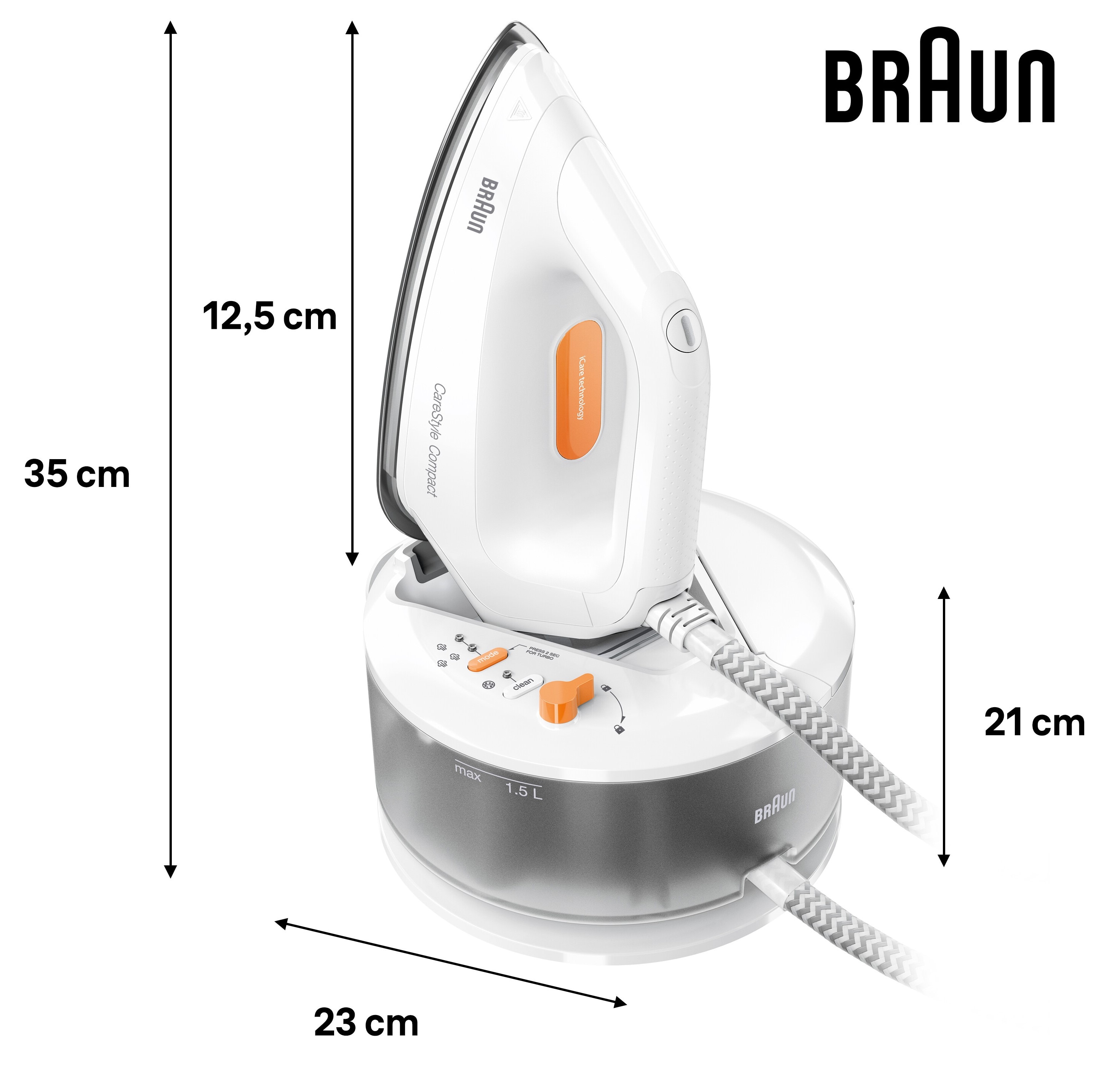 Centro de planchado Braun CareStyle Compact IS2132WH con tecnología DoubleSteam Blanco-8