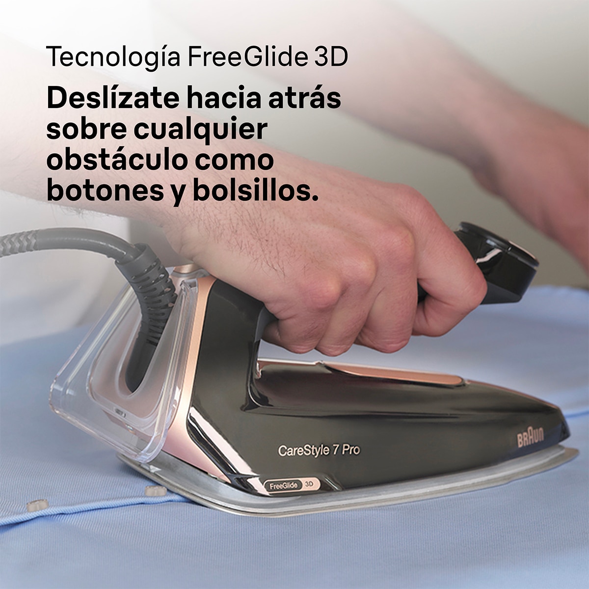 Imagen 6 de Centro de planchado Braun CareStyle 7 Pro IS7286BK con golpe de vapor superpotente - Negro / Cobre Negro / Cobre
