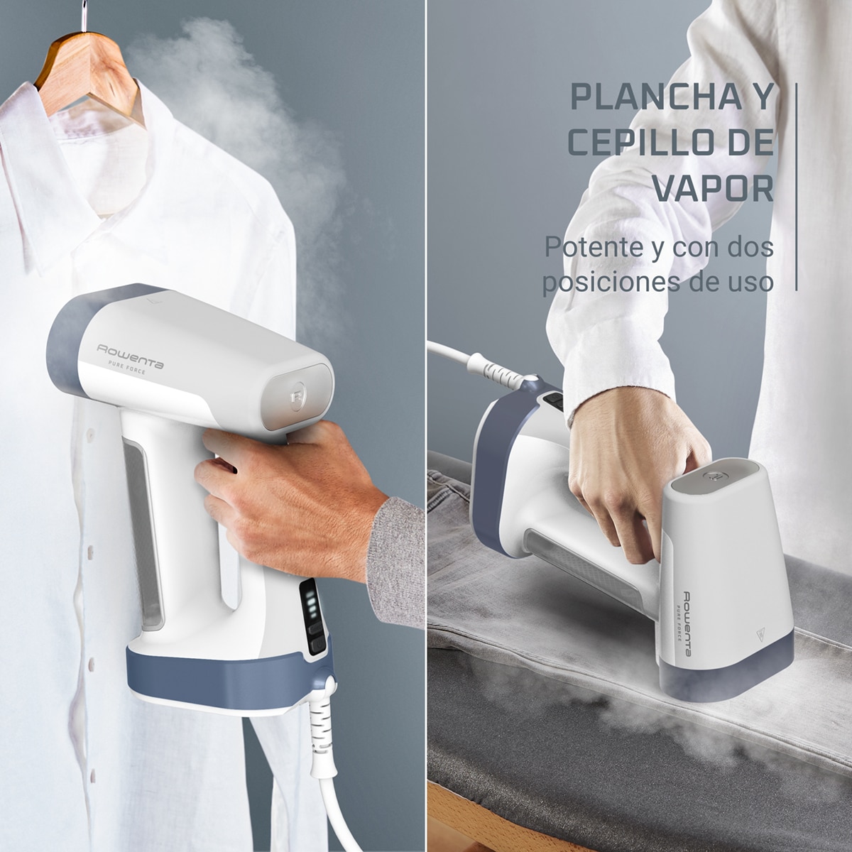 Plancha vertical Rowenta Pure Force 2 en 1 Uso vertical/horizontal, 180 ml Blanco-4