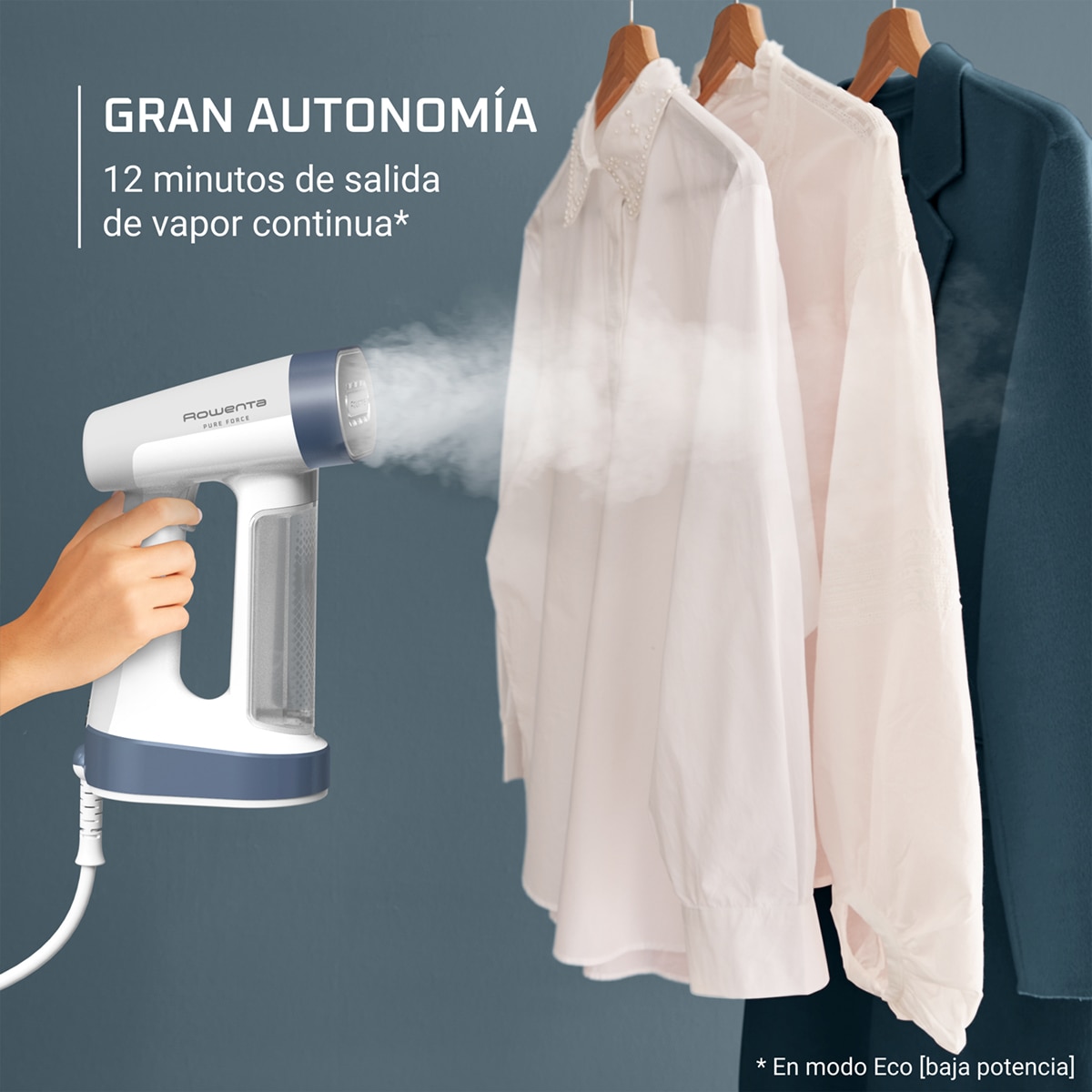 Plancha vertical Rowenta Pure Force 2 en 1 Uso vertical/horizontal, 180 ml Blanco-6