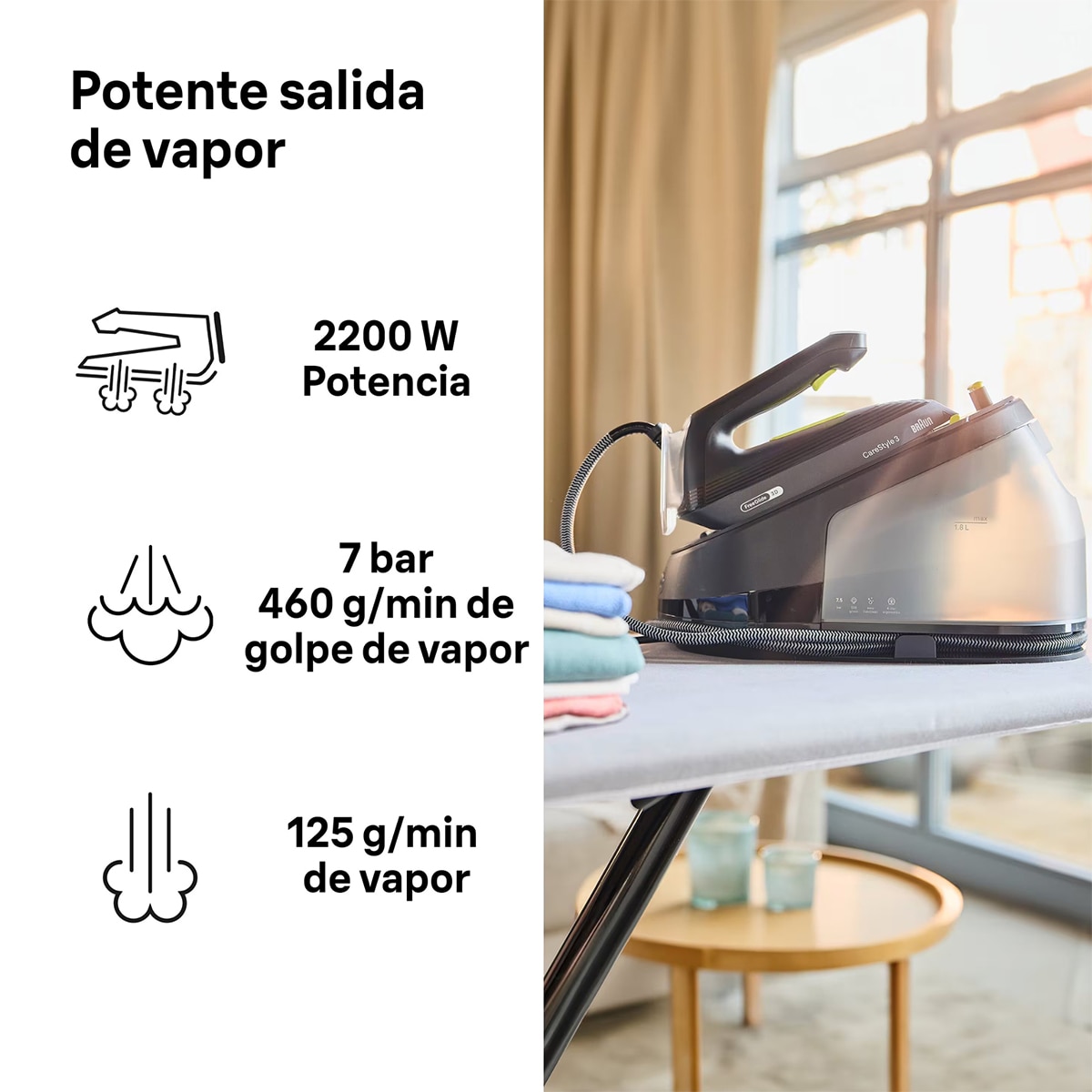 Centro de planchado Braun CareStyle 3 con tecnología FreeGlide 3D Negro-2