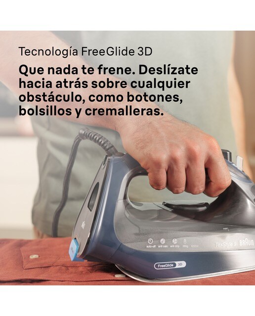 Imagen 5 de Plancha de vapor Braun TexStyle 9 SI9682DB con golpe de vapor extra potente y sistema recolector de cal - Azul oscuro Azul oscuro