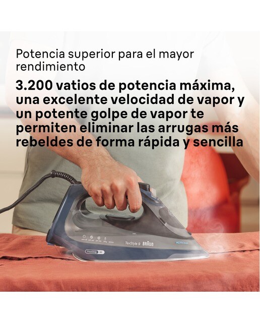 Imagen 6 de Plancha de vapor Braun TexStyle 9 SI9682DB con golpe de vapor extra potente y sistema recolector de cal - Azul oscuro Azul oscuro
