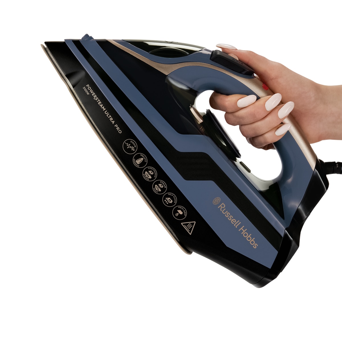 Plancha de vapor Russell Hobbs Power Steam con suela cerámica de cuarzo Azul-3