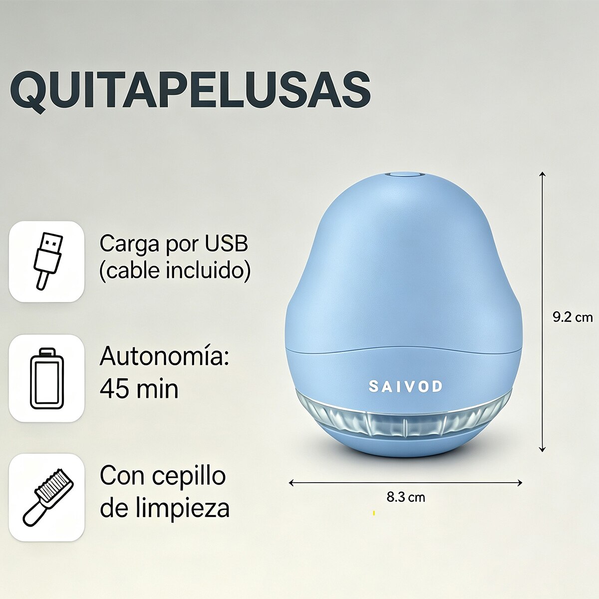 Quitapelusas Saivod AF-009 BLUE con 3 cuchillas Azul-3