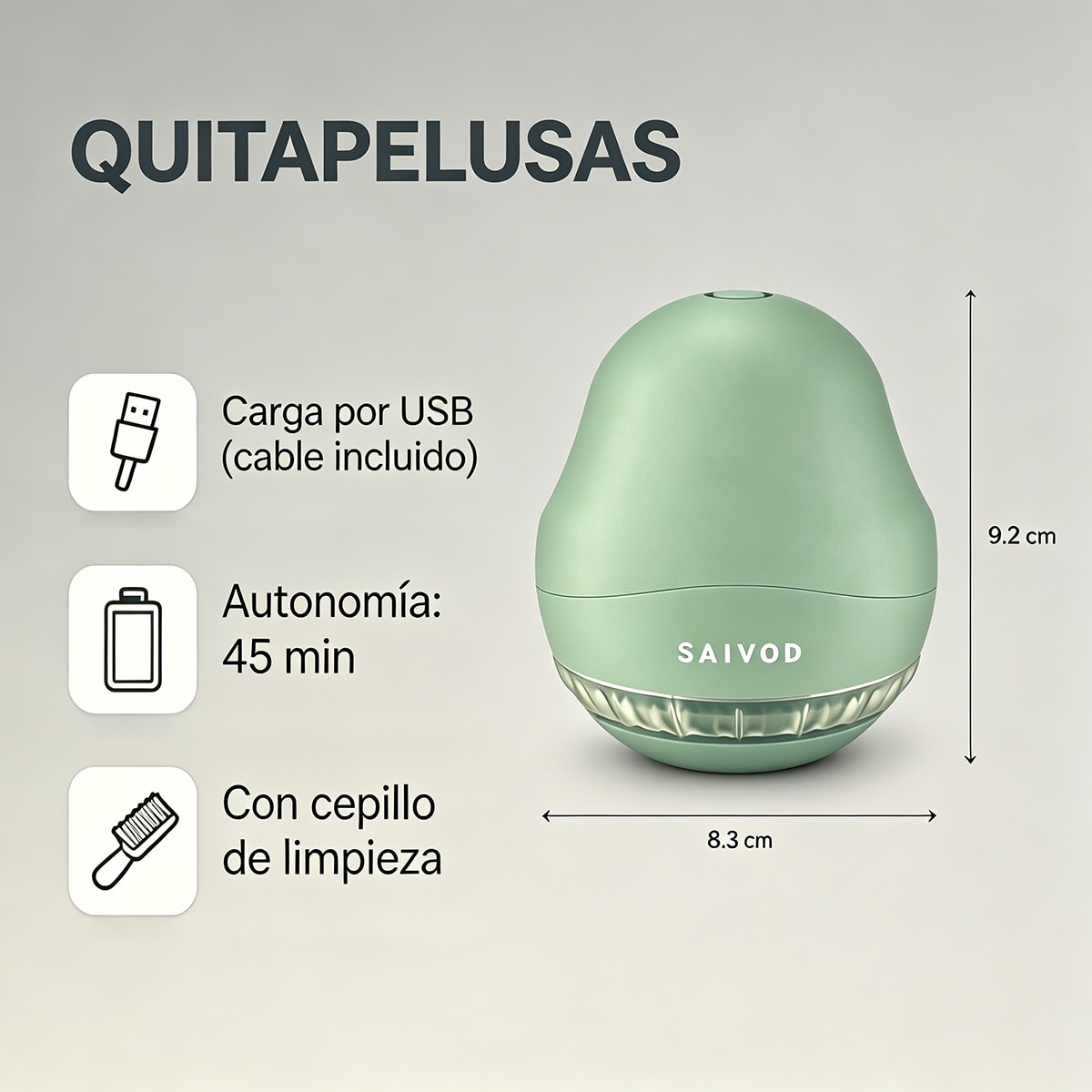 Quitapelusas Saivod AF-009 GREEN con 3 cuchillas Verde-3