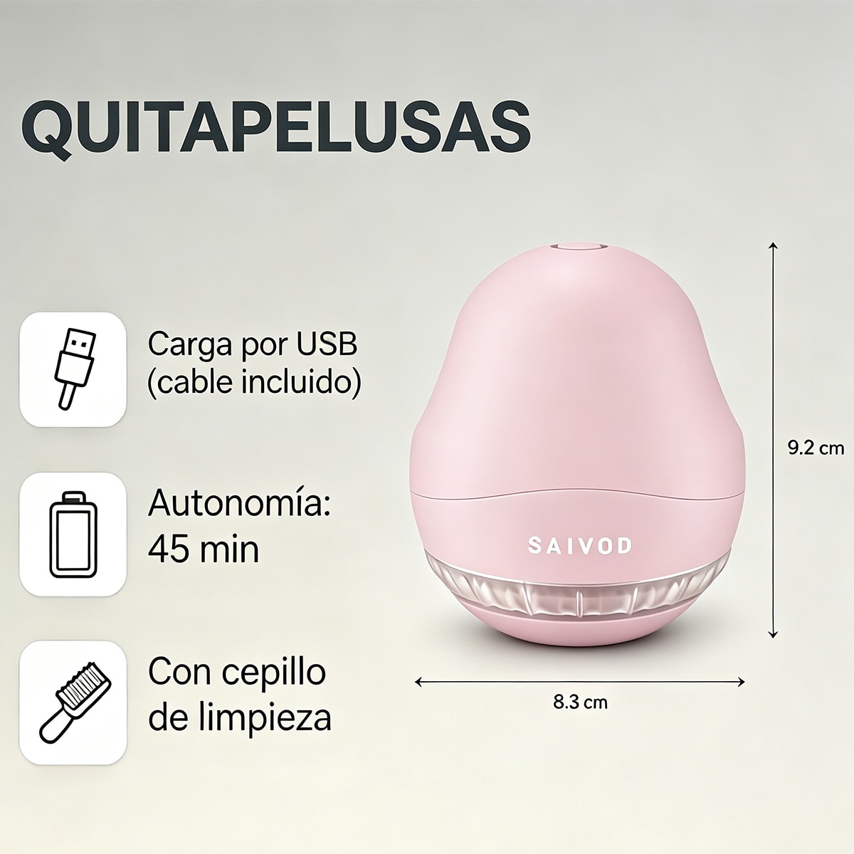 Quitapelusas Saivod AF-009 PINK con 3 cuchillas Rosa-3