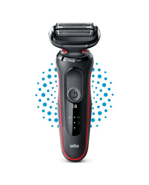 Afeitadora eléctrica Braun Series 5 51-R1000s, EasyClean, uso en seco y en mojado Negro / Rojo-6