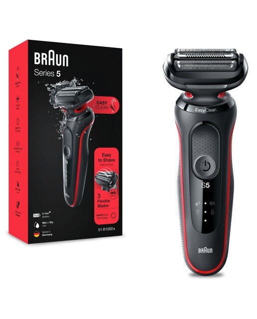 Afeitadora eléctrica Braun Series 5 51-R1000s, EasyClean, uso en seco y en mojado Negro / Rojo-7