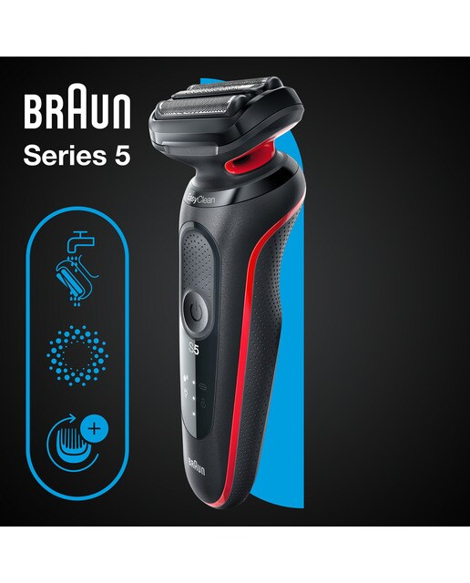 Afeitadora eléctrica Braun Series 5 51-R1000s, EasyClean, uso en seco y en mojado Negro / Rojo-8