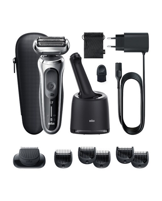 Afeitadora eléctrica Braun Series 7 71-S7500cc,G44 360° Flex, uso en seco y en mojado, con recortadora de barba, centro de limpieza SmartCare Gris-1