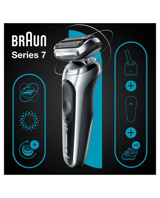 Afeitadora eléctrica Braun Series 7 71-S7500cc,G44 360° Flex, uso en seco y en mojado, con recortadora de barba, centro de limpieza SmartCare Gris-3