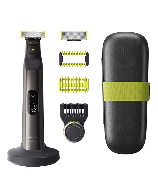 Maquinilla de afeitar Philips OneBlade Pro 360, cara y cuerpo, en seco y mojado, barbero, 120 min, estuche Cromado-1