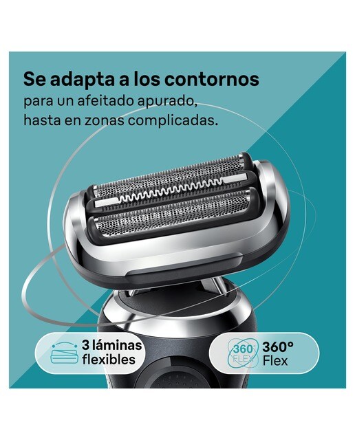 Afeitadora eléctrica Braun Series 7 71-N1200s 360° Flex, Uso en seco y en mojado, con recortadora de precisión Negro-3