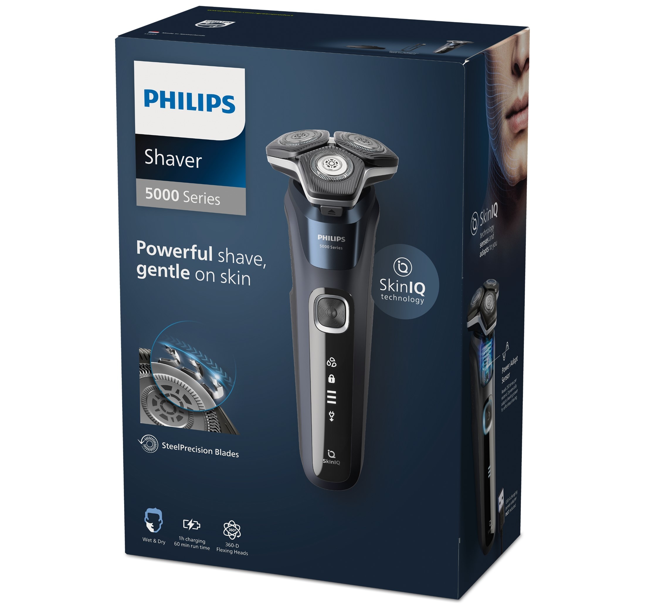Afeitadora eléctrica Philips Serie 5000, máquina de afeitar hombre en seco y mojado, con soporte de carga 10