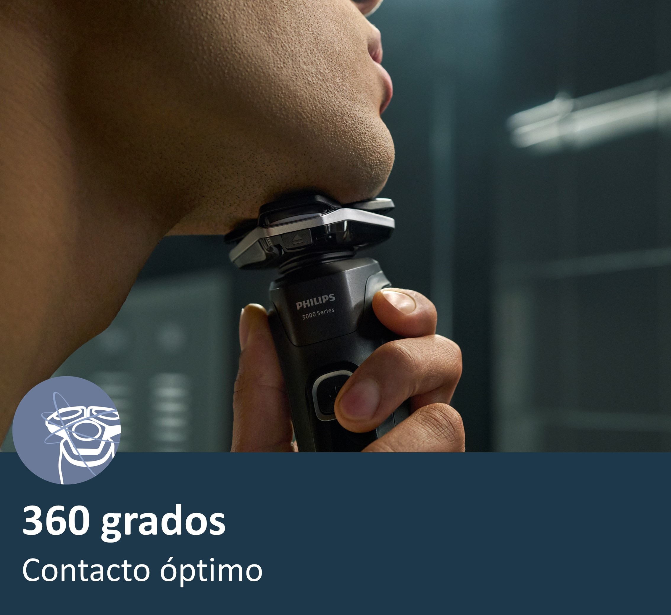 Afeitadora eléctrica Philips Serie 5000, máquina de afeitar hombre en seco y mojado, soporte de carga y funda Gris-7