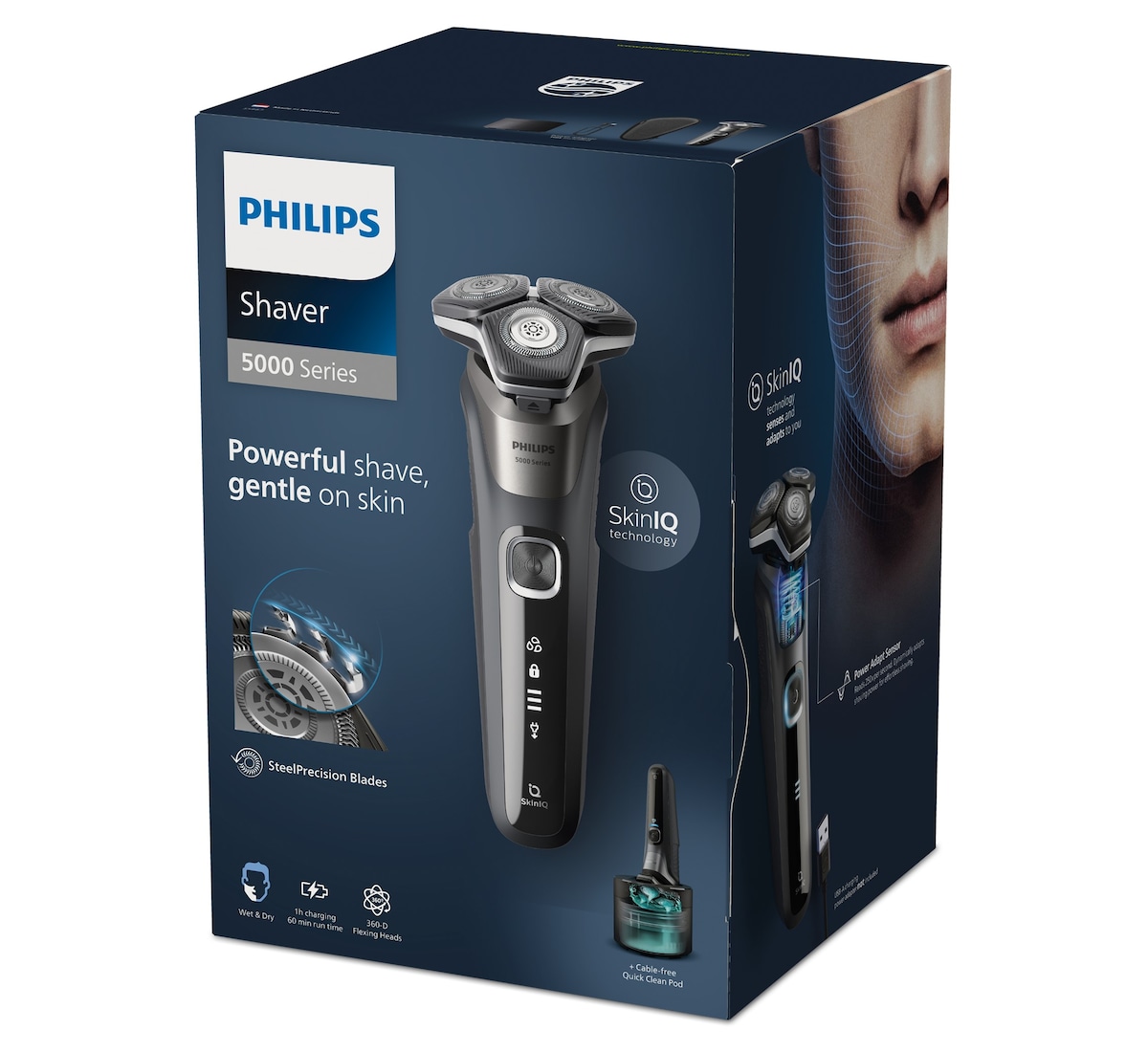 Afeitadora eléctrica Philips Serie 5000, máquina de afeitar hombre en seco y mojado, centro de limpieza 10