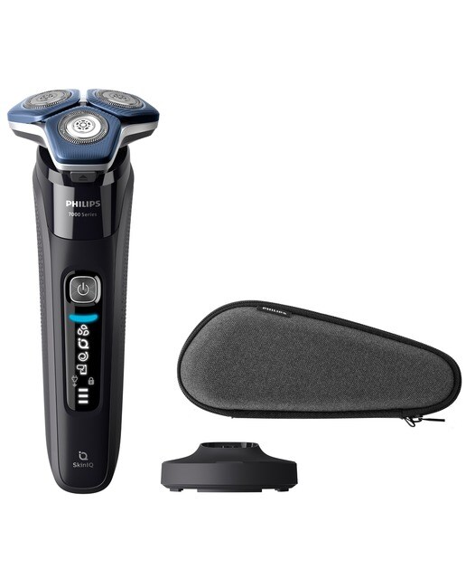 Philips - Afeitadora eléctrica Philips Serie 7000, máquina de afeitar hombre en seco y mojado, soporte de carga y funda.