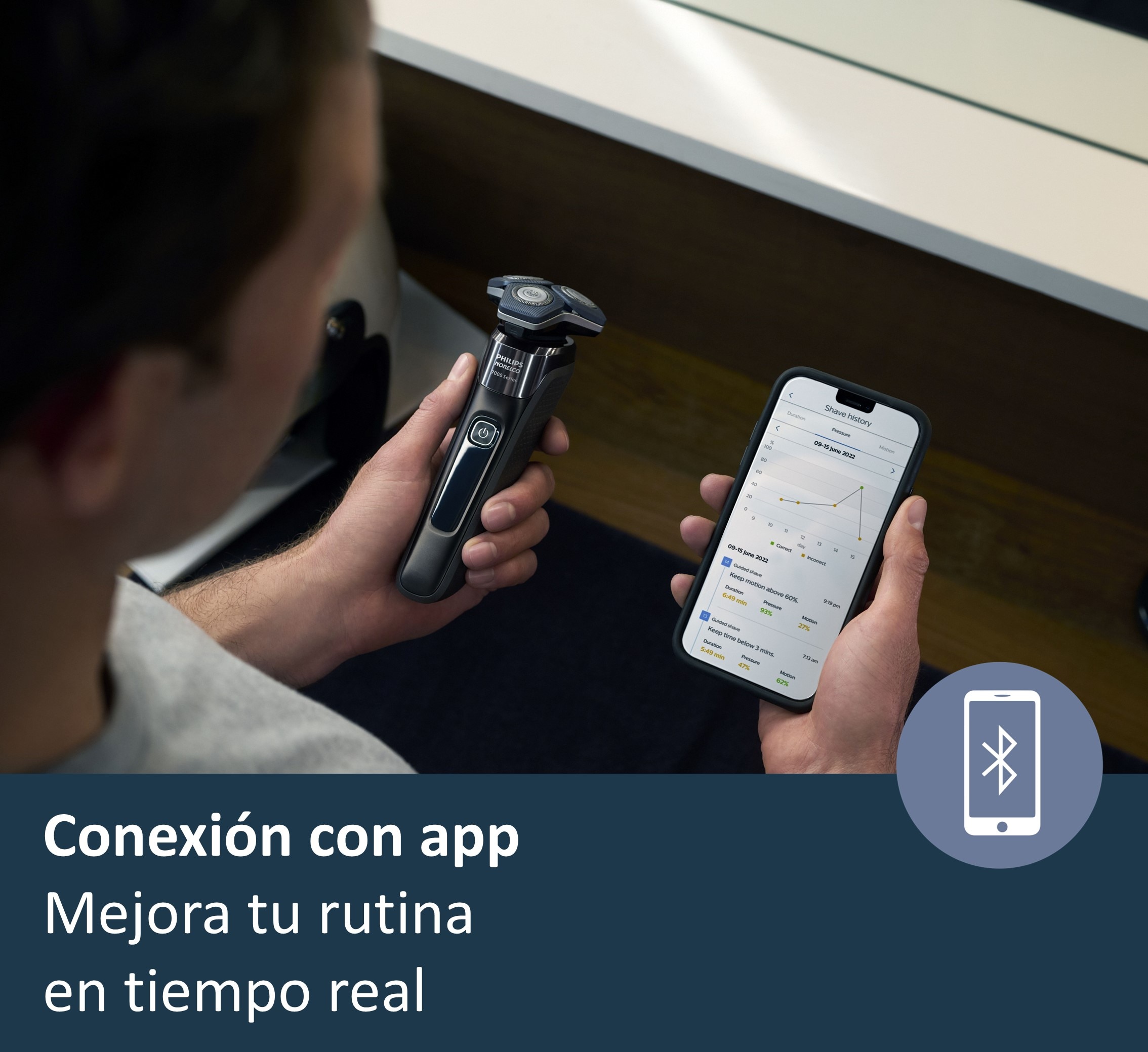 Afeitadora eléctrica Philips Serie 7000, máquina de afeitar hombre en seco y mojado, soporte de carga y funda 9