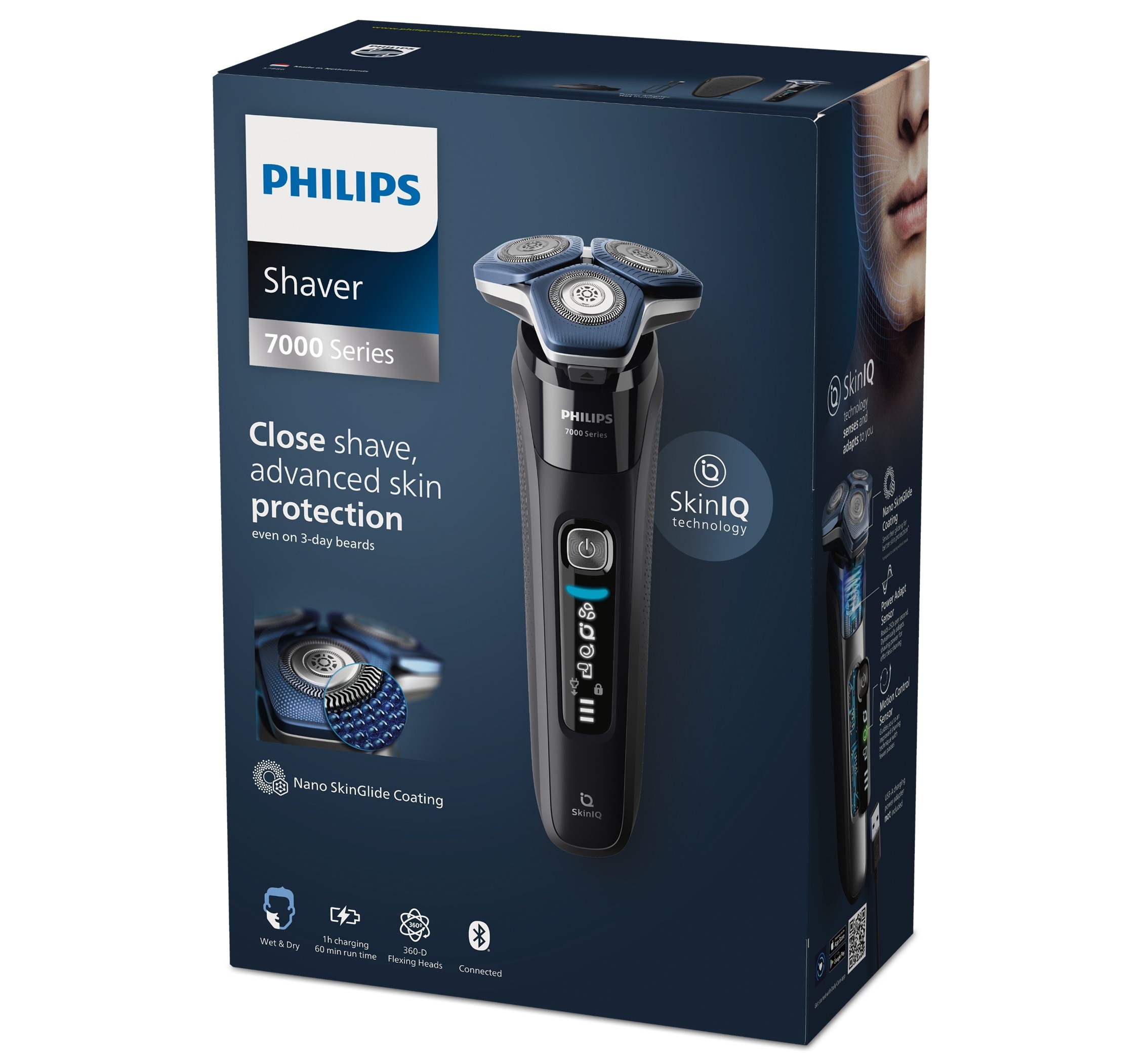 Afeitadora eléctrica Philips Serie 7000, máquina de afeitar hombre en seco y mojado, soporte de carga y funda 12