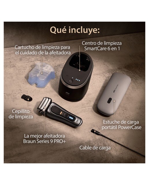 Afeitadora eléctrica Braun Series 9 PRO+ 9575cc, centro de limpieza SmartCare, PowerCase, uso en seco y en mojado Gris-6