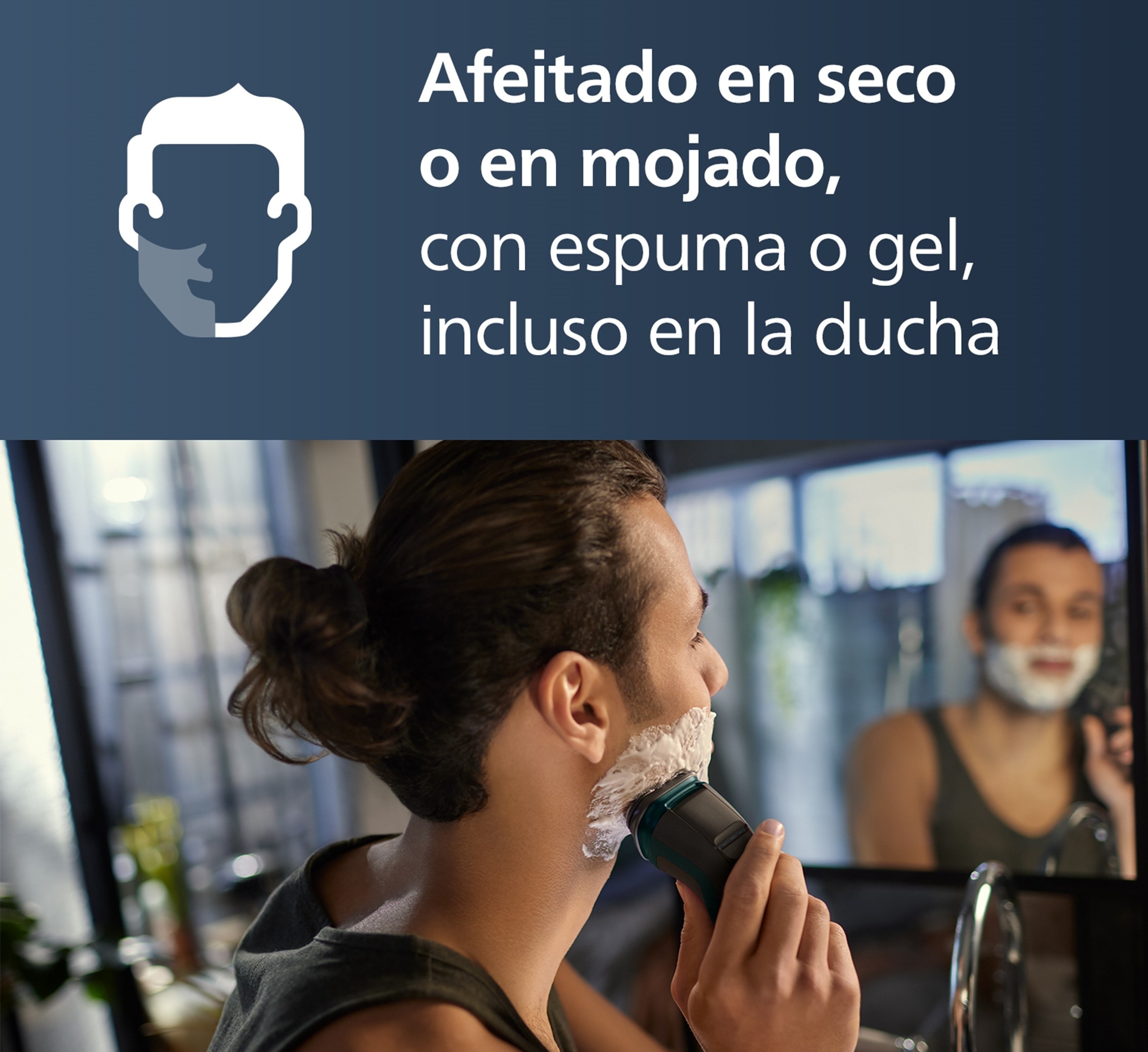 Afeitadora eléctrica Philips Serie X3000, 45 min autonomía, máquina de afeitar hombre en seco y mojado, cabezales flexibles 4D Verde refrescante oscuro-4