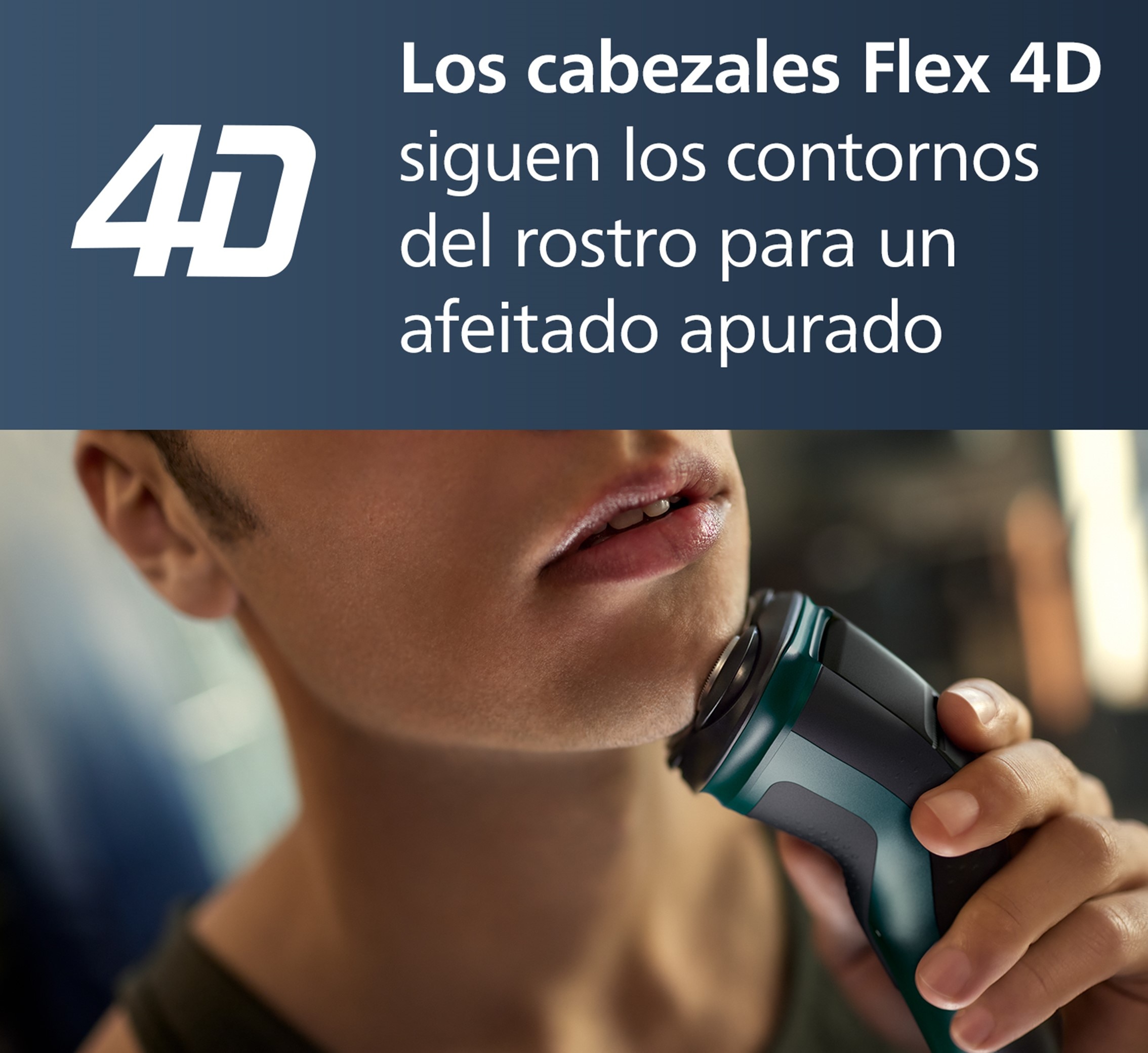 Afeitadora eléctrica Philips Serie X3000, 45 min autonomía, máquina de afeitar hombre en seco y mojado, cabezales flexibles 4D Verde refrescante oscuro-7