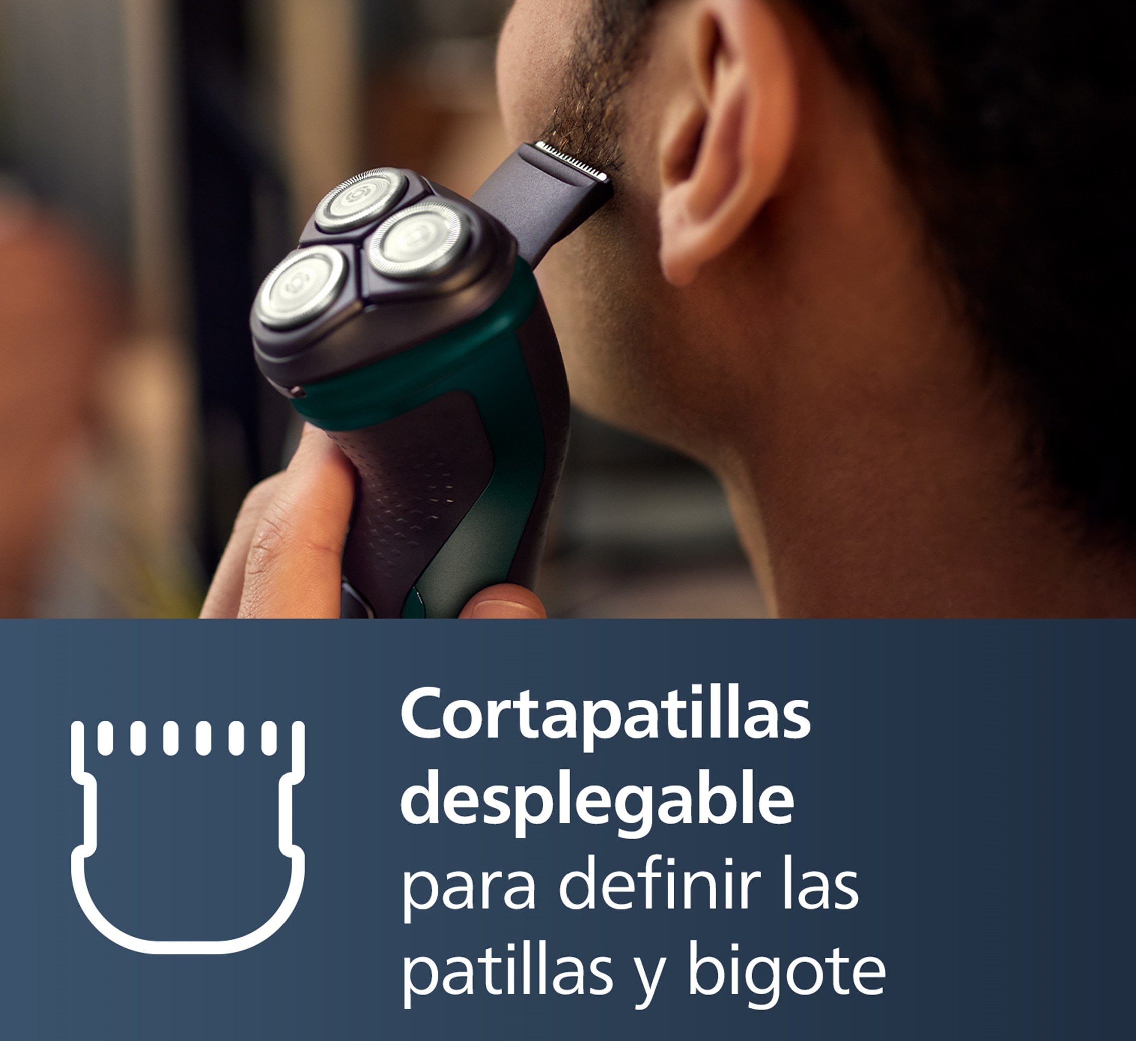 Afeitadora eléctrica Philips Serie X3000, 45 min autonomía, máquina de afeitar hombre en seco y mojado, cabezales flexibles 4D Verde refrescante oscuro-9