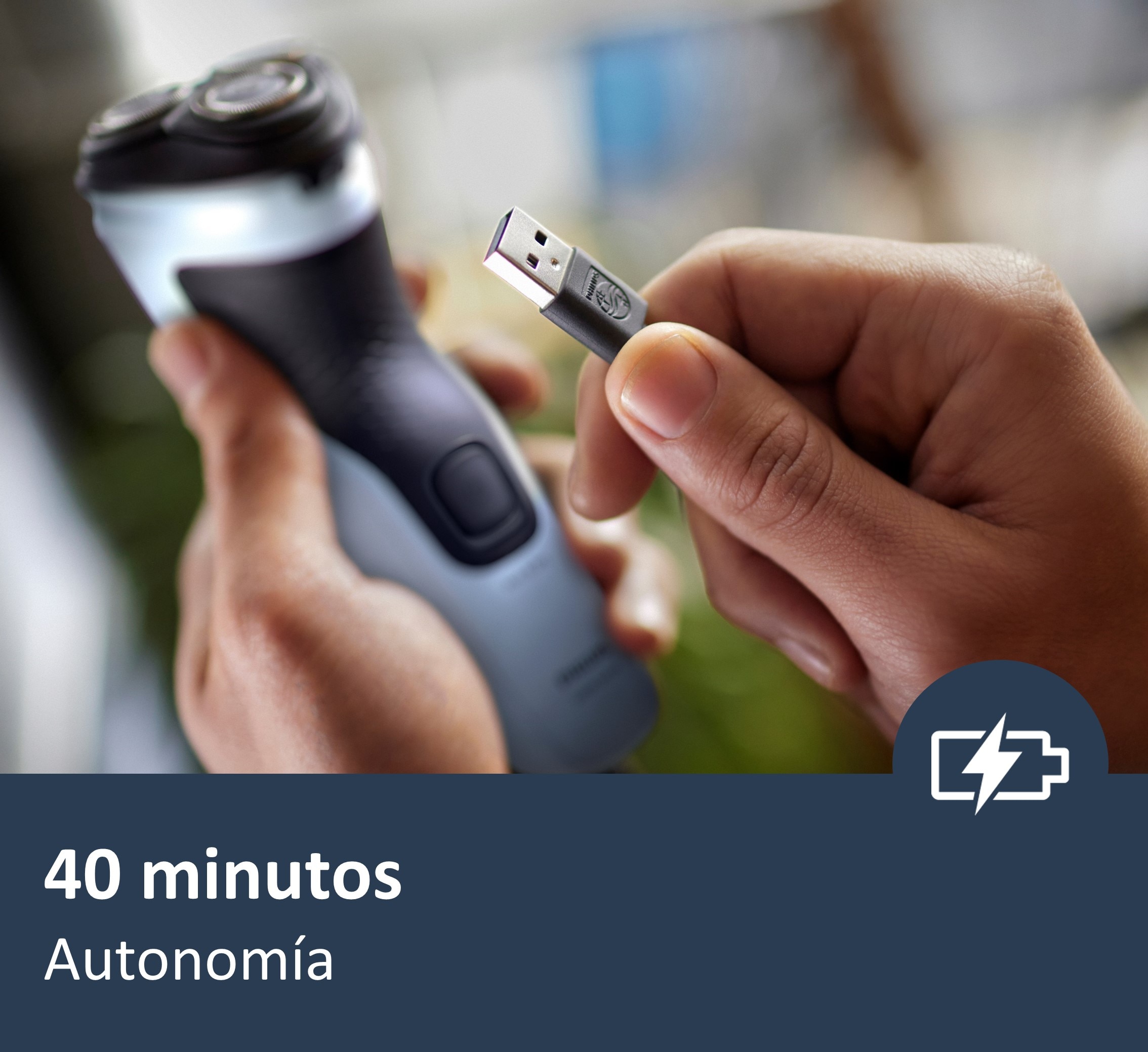 Afeitadora eléctrica Philips Serie X3000, 45 min autonomía, máquina de afeitar hombre en seco y mojado, cabezales flexibles 4D Verde refrescante oscuro-10