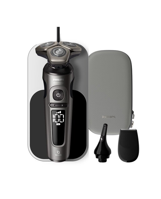 Afeitadora eléctrica Philips Serie 9000 Prestige, el mejor apurado, 60 min autonomía, uso en seco y mojado, base carga, naricero, perfilador 1