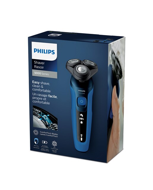 Afeitadora eléctrica Philips Serie 5000, máquina de afeitar hombre en seco y mojado, 50 min de autonomía, recortador 10
