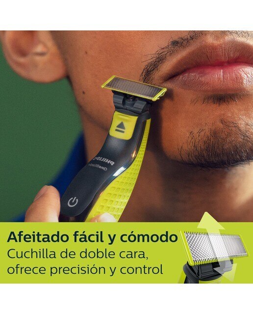 Maquinilla de afeitar Philips OneBlade Pro 360 cara, en seco y mojado, barbero con peines guía ajustable 5 en 1, 60 min Verde lima / gris marengo-7