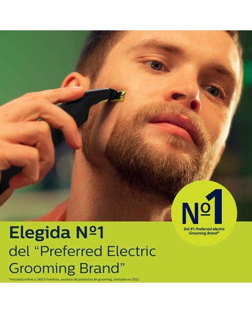 Maquinilla de afeitar Philips OneBlade Pro 360, cara y cuerpo, en seco y mojado, barbero con peine guía de 14 longitudes, 90 min - Negro Negro-3
