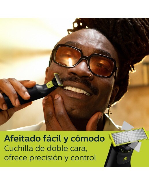 Maquinilla de afeitar Philips OneBlade Pro 360, cara y cuerpo, en seco y mojado, barbero con peine guía de 14 longitudes, 90 min - Negro Negro-8