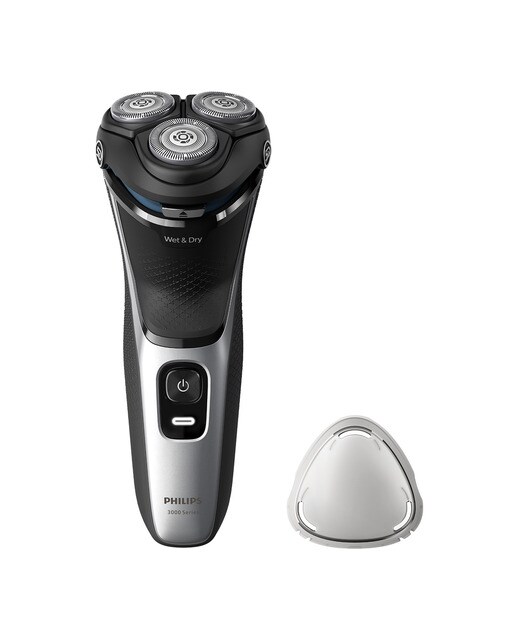 Imagen 0 de Afeitadora eléctrica Philips Serie 3000, máquina de afeitar hombre en seco y mojado, cabezales flexibles 5D, tapa protectora, 60 min autonomía