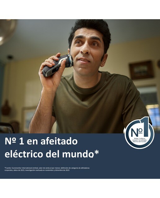 Afeitadora eléctrica Philips Serie 3000, máquina de afeitar hombre en seco y mojado, cabezales flexibles 5D, tapa protectora, 60 min autonomía - Plata brillo Plata brillo-2