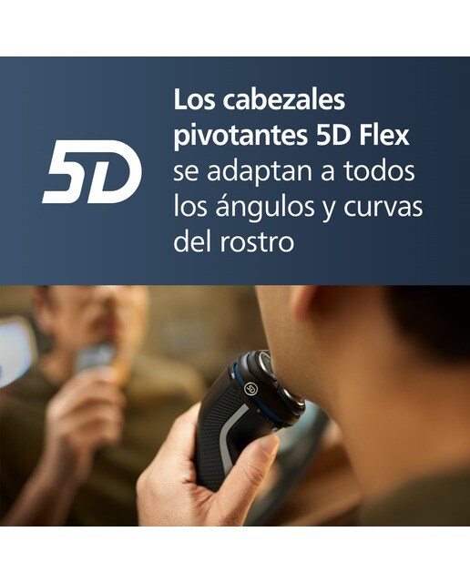 Afeitadora eléctrica Philips Serie 3000, máquina de afeitar hombre en seco y mojado, cabezales flexibles 5D, tapa protectora, 60 min autonomía - Plata brillo Plata brillo-7