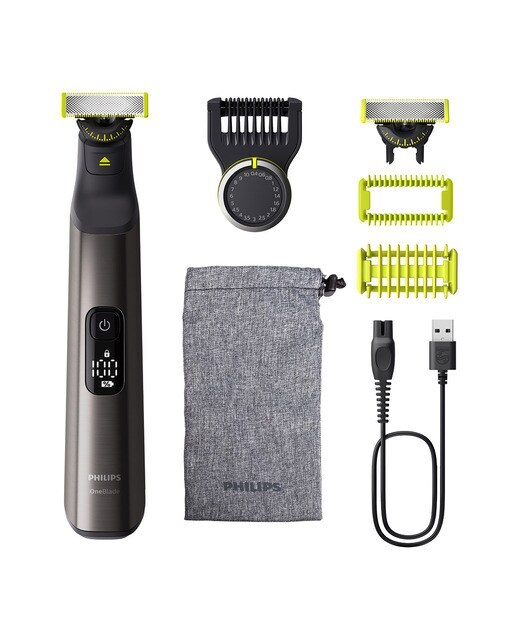 Maquinilla de afeitar Philips OneBlade Pro 360,cara y cuerpo en seco y mojado,barbero con peine guía de 20 longitudes, 120 min