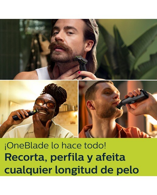 Maquinilla de afeitar Philips OneBlade Pro 360,cara y cuerpo en seco y mojado,barbero con peine guía de 20 longitudes, 120 min - Cromado Cromado-2