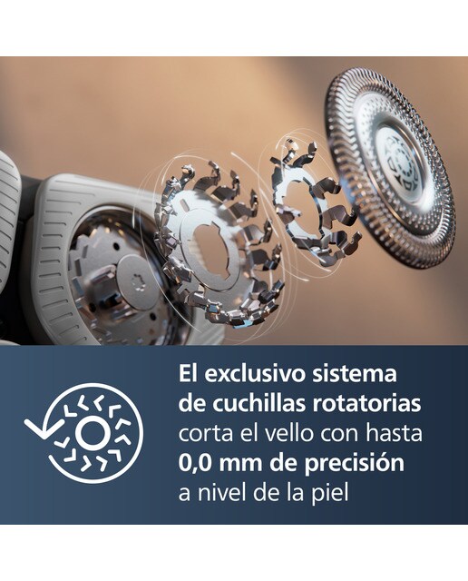 Imagen 2 de Afeitadora eléctrica Philips Serie 9000, máquina de afeitar hombre en seco y mojado, sensor de presión luminoso, centro de limpieza - Azul Adriático Azul Adriático