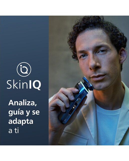 Imagen 3 de Afeitadora eléctrica Philips Serie 9000, máquina de afeitar hombre en seco y mojado, sensor de presión luminoso, centro de limpieza - Azul Adriático Azul Adriático