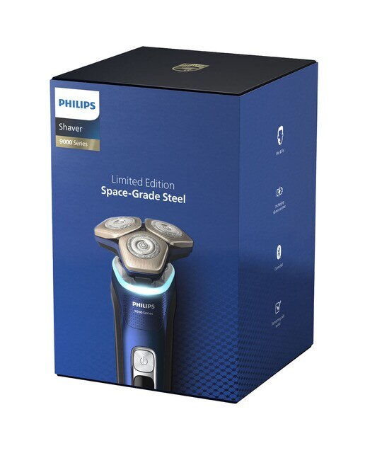 Imagen 8 de Afeitadora eléctrica Philips Serie 9000, máquina de afeitar hombre en seco y mojado, sensor de presión luminoso, centro de limpieza - Azul Adriático Azul Adriático