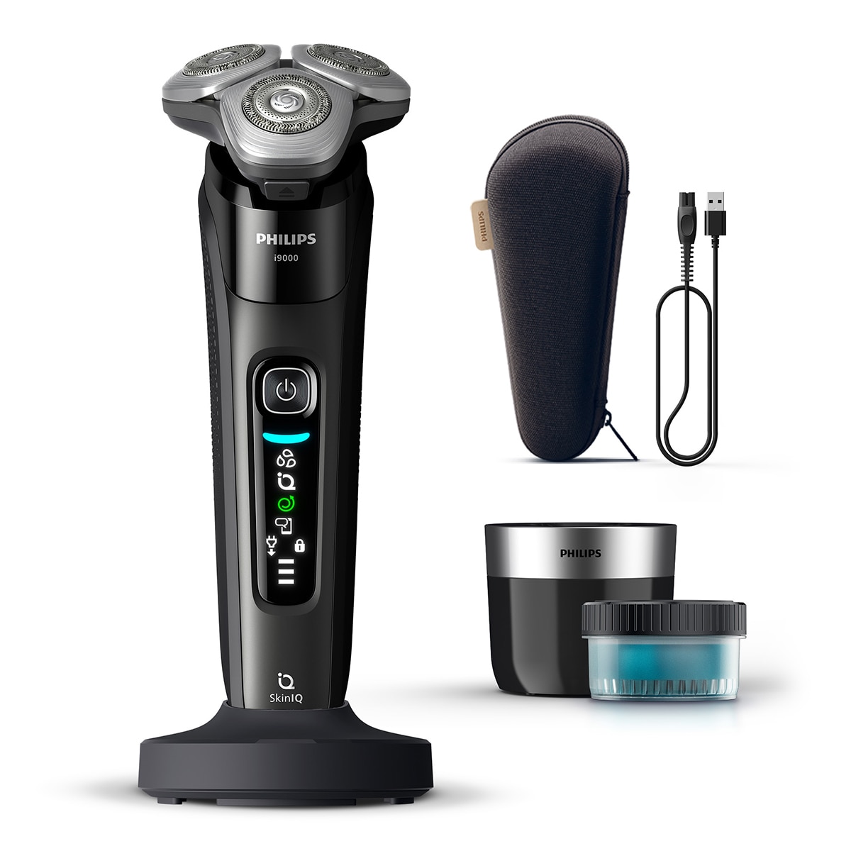 Philips – Afeitadora eléctrica Philips i9000, máquina de afeitar hombre en seco y mojado, centro de limpieza, base carga.